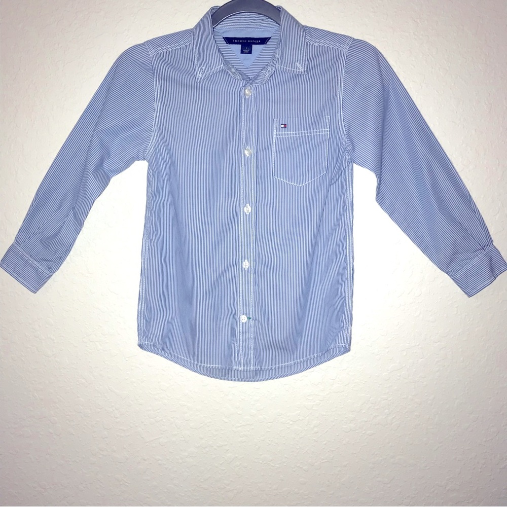 Kids Tommy Hilfiger Button -Up Pinstripe Shirt (Size 7) - Picture 1 of 5